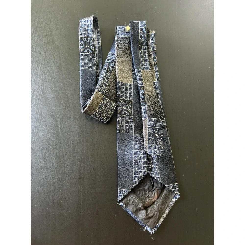 Vintage Wembley Necktie Square Patterned Geometric Tie‎ Blue Men's